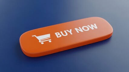 3D rendered orange button with shopping cart icon and text