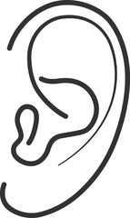 Obraz premium A simple black outline ear vector icon on transparent background. woman ear sign, Vector illustration