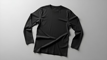 Minimal Black Full Sleeve T-Shirt Mockup with Realistic Fabric for Commercial Use