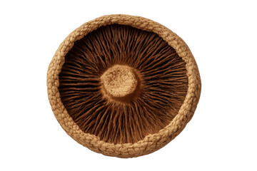 Bottom view shiitake mushroom gills on transparent background