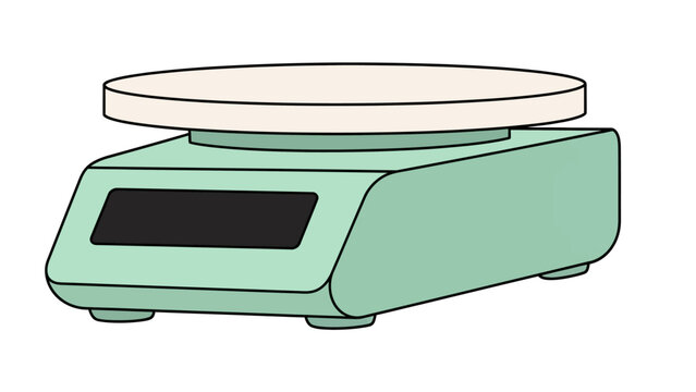Illustration of a digital kitchen scale, used for measuring ingredients.