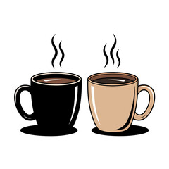 Obraz premium Two Coffee Mugs with Steam