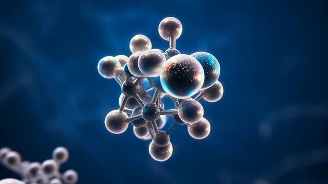 Molecules interact in a digital environment showcasing science and chemistry concepts for learning and exploration