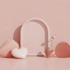 Pink heart arch with decorations