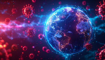 Obraz premium A futuristic concept illustration of global internet security visualized