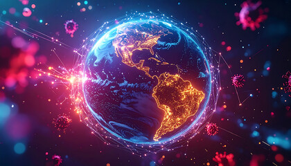 Obraz premium A futuristic concept illustration of global internet security visualized