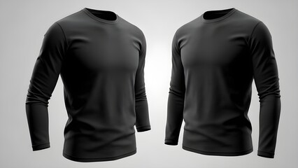 Professional Black Full Sleeve Cotton T-Shirt Mockup for Branding Projects