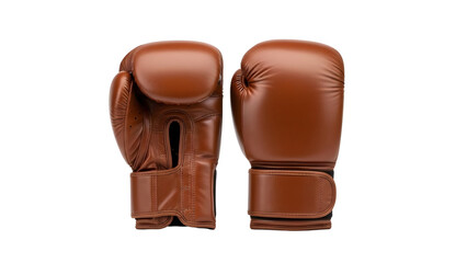 Pair of Brown Leather Boxing Gloves Isolated on White Background
