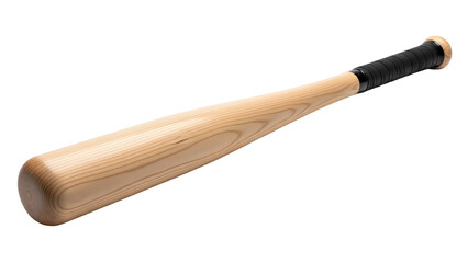 Wooden Baseball Bat with Black Grip Isolated on White Background