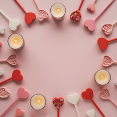 Circular arrangement of heart-shaped candles