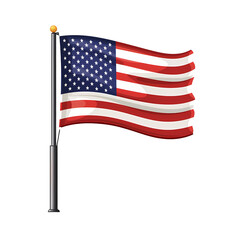 United States Flag on Isolated Pole