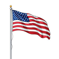 United States Flag on Isolated Pole