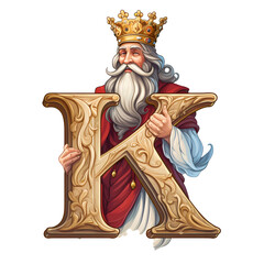 Illustrated K: King Theme Cartoon Vector