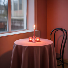 Cozy corner with lit candles