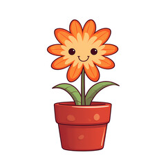 Colorful Flower Pot Cartoon Character Illustration