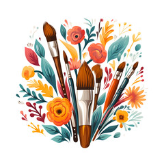 Creative Font Design with Paintbrush Illustration