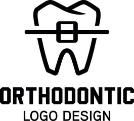 Orthodontic logo design template with tooth icon  dental health symbol