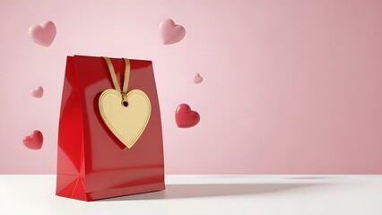 Red gift bag with heart tag