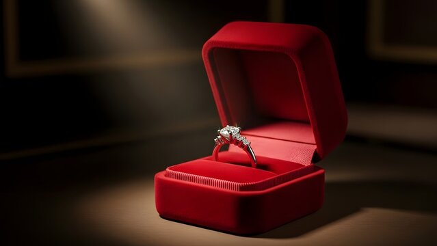Engagement ring in red box