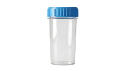 Empty Clear Plastic Sample Container with Blue Cap Product Shot