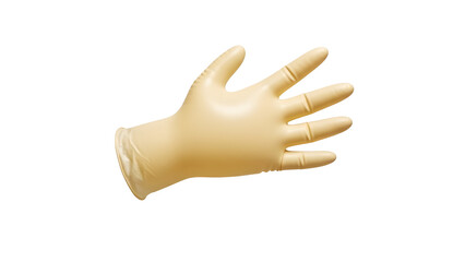 Single Light Beige Medical Examination Glove Isolated on White Background