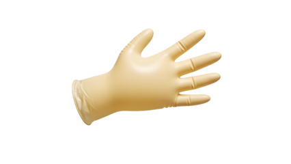 Single Light Beige Medical Examination Glove Isolated on White Background