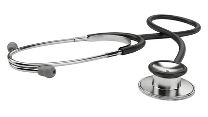 Silver and Black Stethoscope Product Shot Isolated on White Background