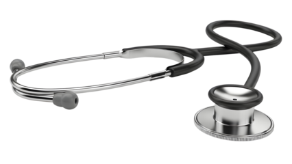 Silver and Black Stethoscope Product Shot Isolated on White Background