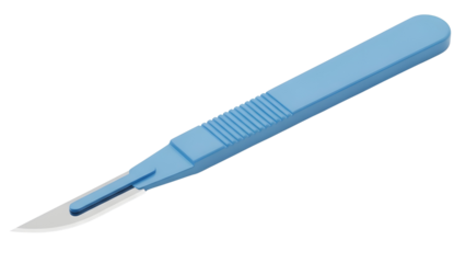Light Blue Surgical Scalpel Isolated on White Background