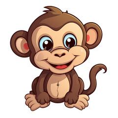 Fototapeta premium Cheerful monkey cartoon sticker illustration