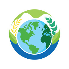 Nature World Globe Logo Icon