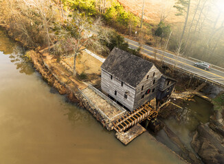 Historic Yates Mill, a former mill, now a city park in Raleigh North Carolina
