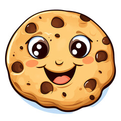 Fototapeta premium Cheerful Cookie with Chocolate Chips Smiling