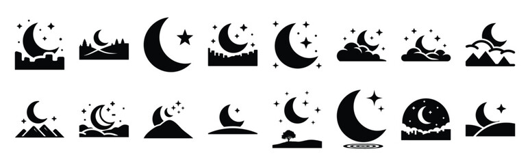 moon night silhouette icon set © ganesh106