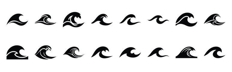 Obraz premium abstract wave silhouette icon set