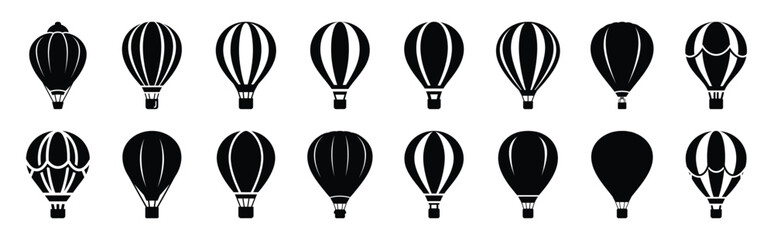 Obraz premium air balloon silhouette icon set