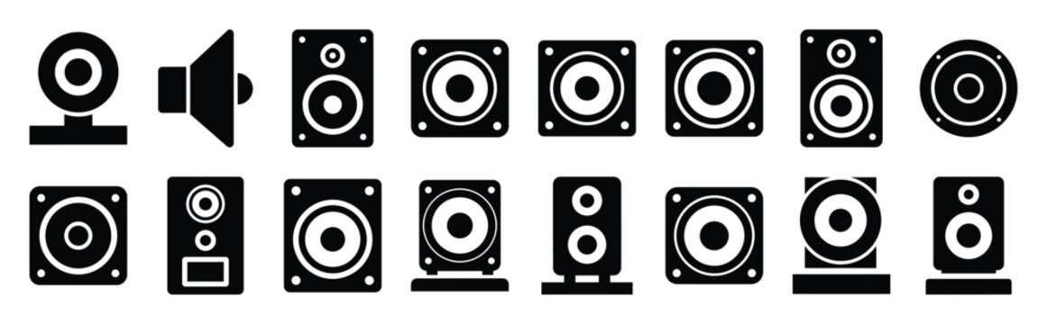 audio speaker silhouette icon set