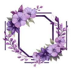 Elegant Hexagonal Floral Frame with Purple Blossoms
