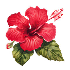 Vibrant Hibiscus Flower Bud and Leaf