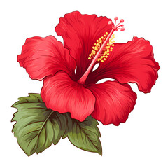 Vibrant Hibiscus Flower Bud and Leaf