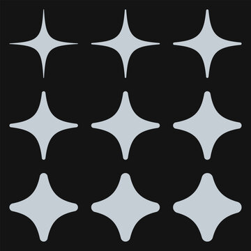 Rounded Four Point Silver Star Shapes