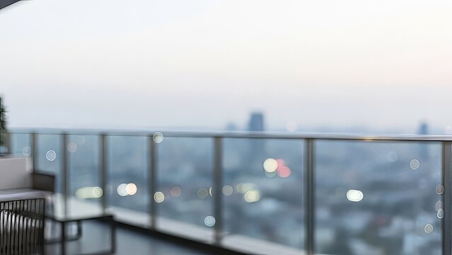 Cityscape View From Balcony Relaxing Modern Apartment