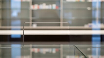 Smartphone screen protector mockup on reflective surface