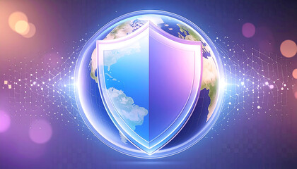 digital background with shield for security