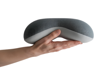 person holding ergonomic pillow . Isolated on transparent background, png