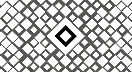 Abstract diamond pattern with a central black diamond isolated on white background