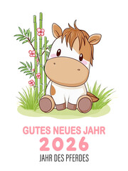 Gutes Neues Jahr 2026 - Jahr des Pferdes