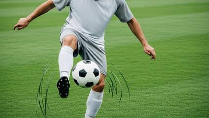 A soccer player in mid-action on the field