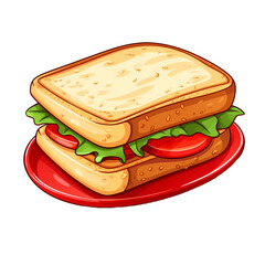 Classic Bread Sandwich on Red Plate