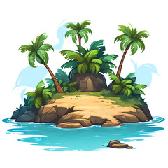Tropical island on white background illustration